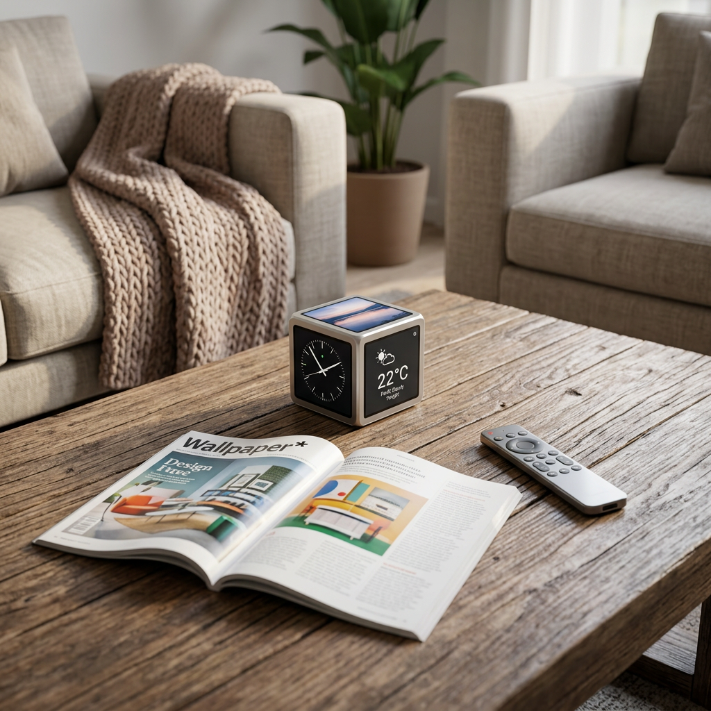 BraiNews Cube on a coffee table