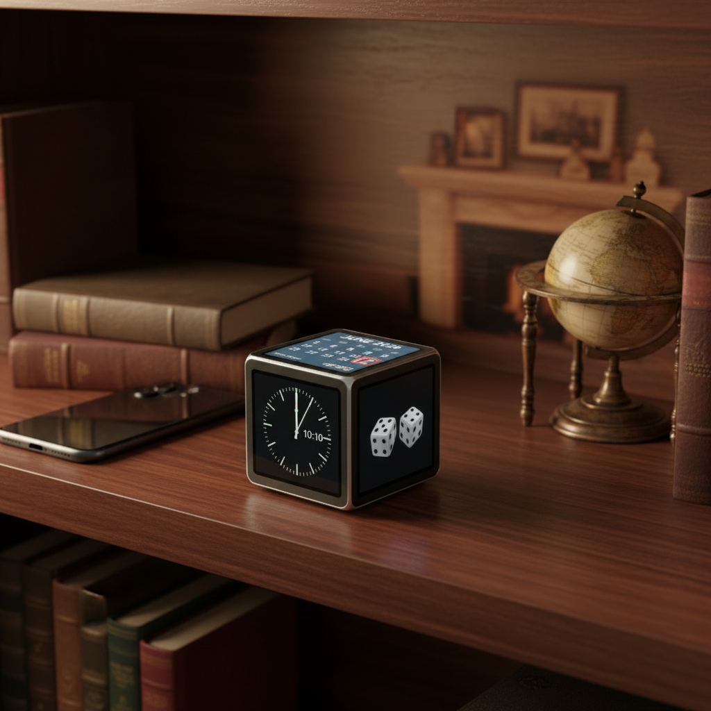 Cube on bookshelf